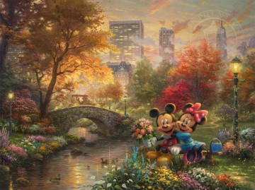 Mickey y Minnie cariño Central Park Thomas Kinkade Pinturas al óleo